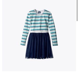 Toobydoo Atsuko party dress girls size 5 mesh skirt printed long sleeve glitter